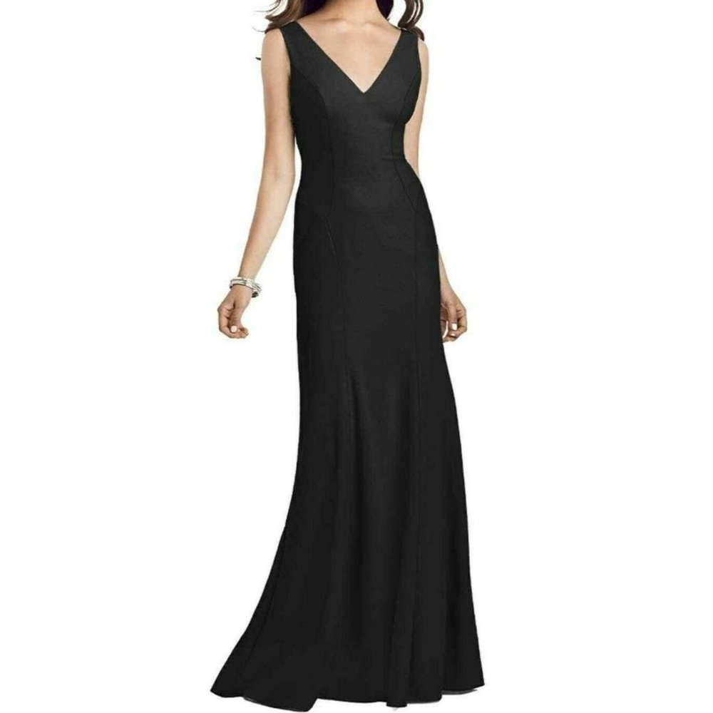 New 248$ Vivian Diamond Dessy 3060 Women's 16 Black Seamed Bodice Trumpet‎ Dress